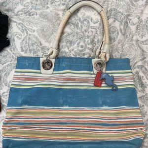 Coach striped beach bag with rope handles